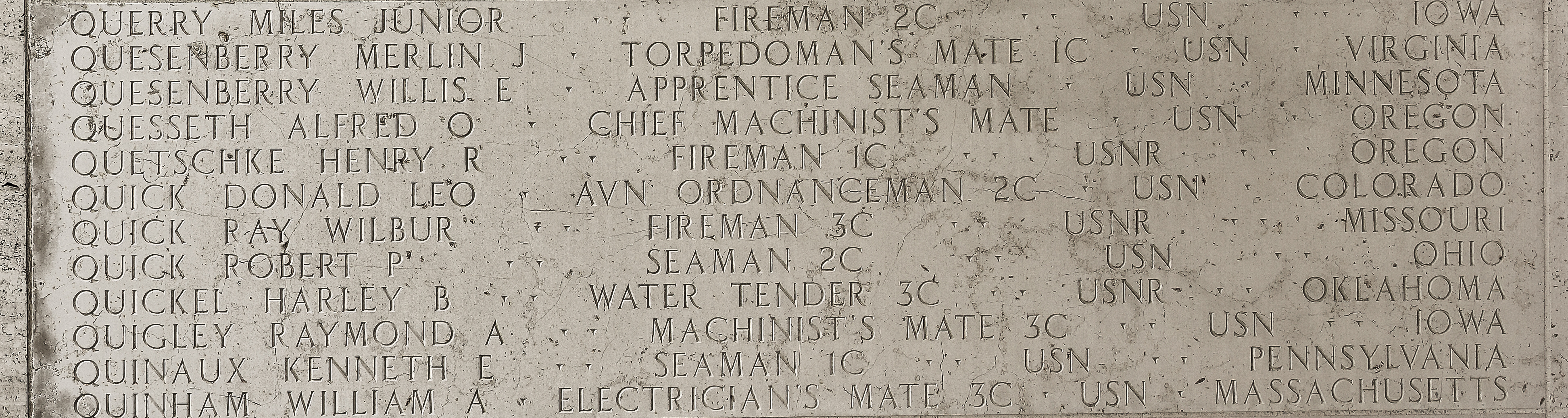 Willis E. Quesenberry, Apprentice Seaman